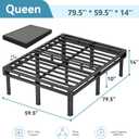 14" Queen All-in-One Box Spring, Metal Mattress Foundation with 9 Legs
Heavy Duty 4000LBS Capacity, Rounded Edges & Recessed Legs, Fabric Cover, Noise Free, Easy Assembly, Under-Bed Storage