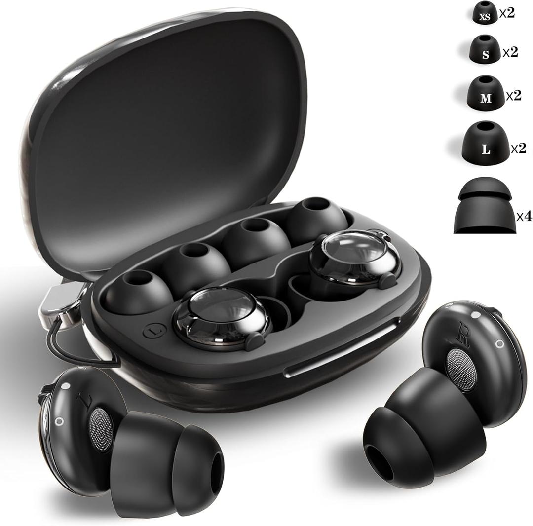 Ear Plugs for Sleeping 50dB Noise Cancelling Earbuds with 6 Eartips Ear Plugs for Concerts/Shooting/Travel/Snoring Silicone Hearing Protection Sleep EarPlugs Reusable,Black