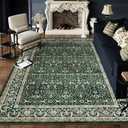 LIVEBOX Green 8x10 Area Rugs for Living Room, Christmas Washable Area Rug with Non Slip Backing, Non Shedding Large Boho Carpet for Bedroom Dining Room Office(8'x10')