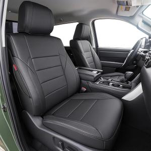Seat Covers Fit Toyota Tundra 2022 2023 2024 2025 2026 CrewMax Double Cab, Full Set Faux Leather, Water-Resistant Full Coverage Seat Protectors-Black