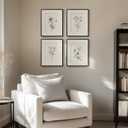 Framed Black and White Botanical Wall Art for Bathroom, Farmhouse Floral Plant Artwork for Bathroom Walls, 4 Piece Minimalist Vintage Picture Prints for Bedroom Kitchen Living Room Wall Decor, 8x10 In