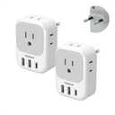 2 x 2 Pack European Plug Adapter USB C, TESSAN US to Europe Adapter 4 Outlets 3 USB Charger, Type C International Power Adaptor to Italy Spain France Portugal Iceland Germany, Europe Travel Essentials