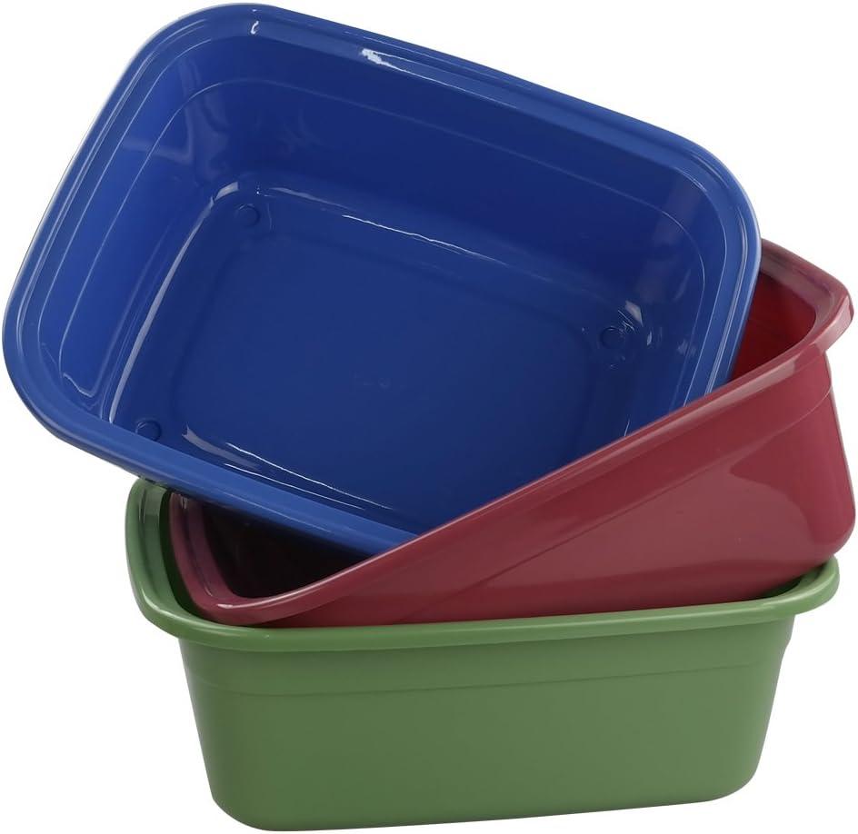 Ramddy 12 Quart Plastic Dishpan/Basin, 14" x 11" x 5.12", Set of 3