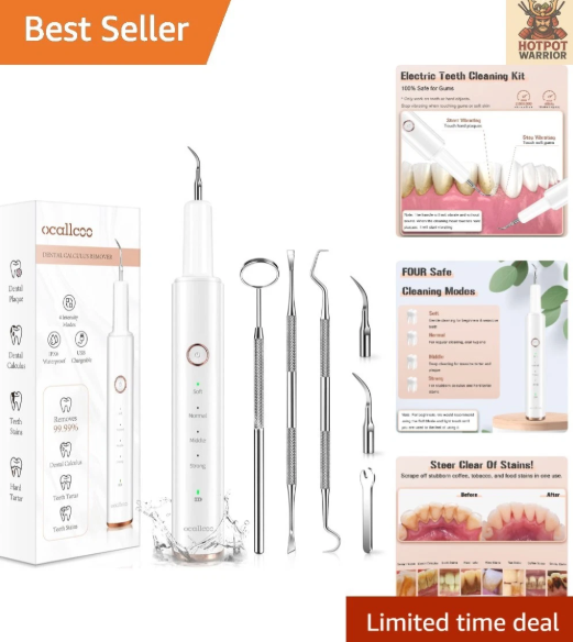 Electric Teeth Cleaner & Plaque Remover with LED Light - 4 Modes & Travel Kit