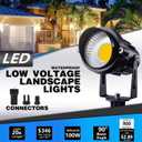 SUNVIE 12W Low Voltage Landscape Lighting Landscaping Lights with Connectors Outdoor LED Landscape Light 3000K Waterproof Tree Flag Lights Low Voltage Lighting with Stand for Garden Yard Path, 16 Pack
