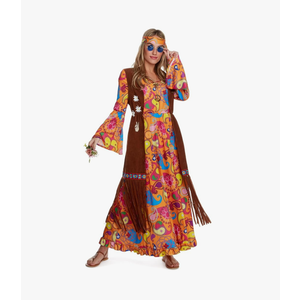 Morph 70s Outfits For Women, Hippie Clothes For Women, 70s Long Dress, Womens 60s Halloween Costumes M