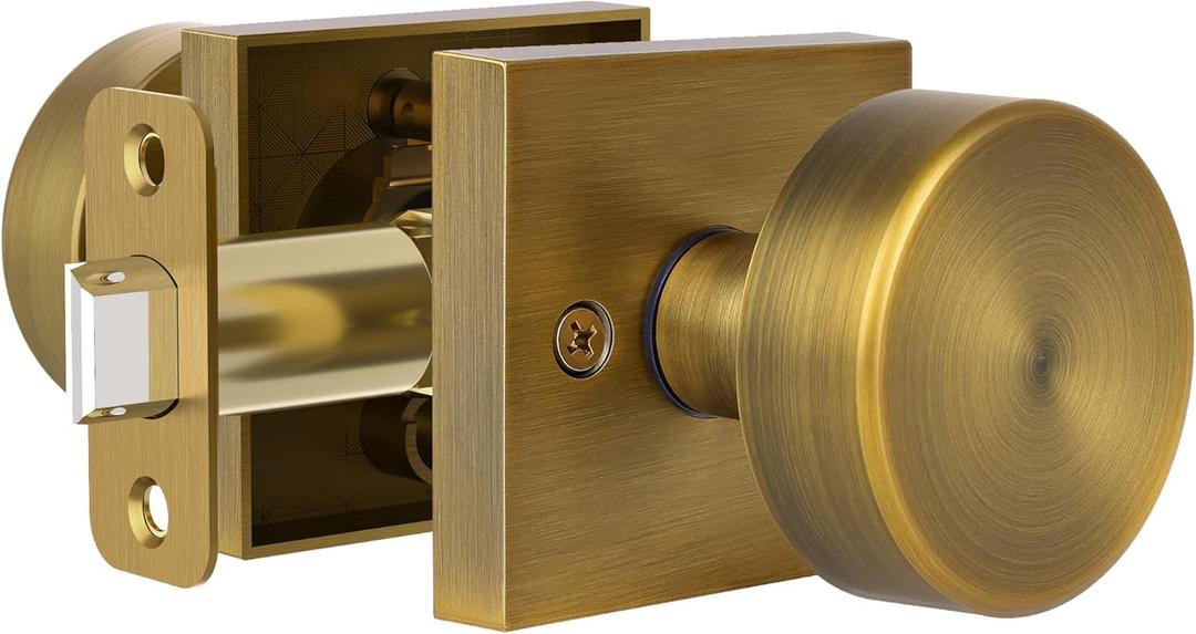 Antique Brass Door Knob Passage Door Knobs Antique Door Knobs Interior, Vintage Door Knob Square Door Knob Old Antique Door Handle for Hallway Pantry Closet Door Knob