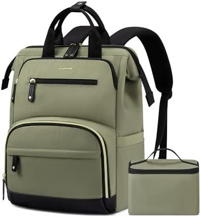 LOVEVOOK Lunch Backpack for Women, 15.6 Inch Laptop Bag with Insulated Cooler Lunch Box, Work Backpack for Teacher Nurse, Travel Backpack Lunch Bag for Camping Picnic Daily Use