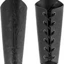 HAQUIL Medieval Faux Leather Wrist Guard, Adjustable Viking Bracer, Norse Sword Symbol Arm Guard for Costume and LARPs (1 Piece) (Black)