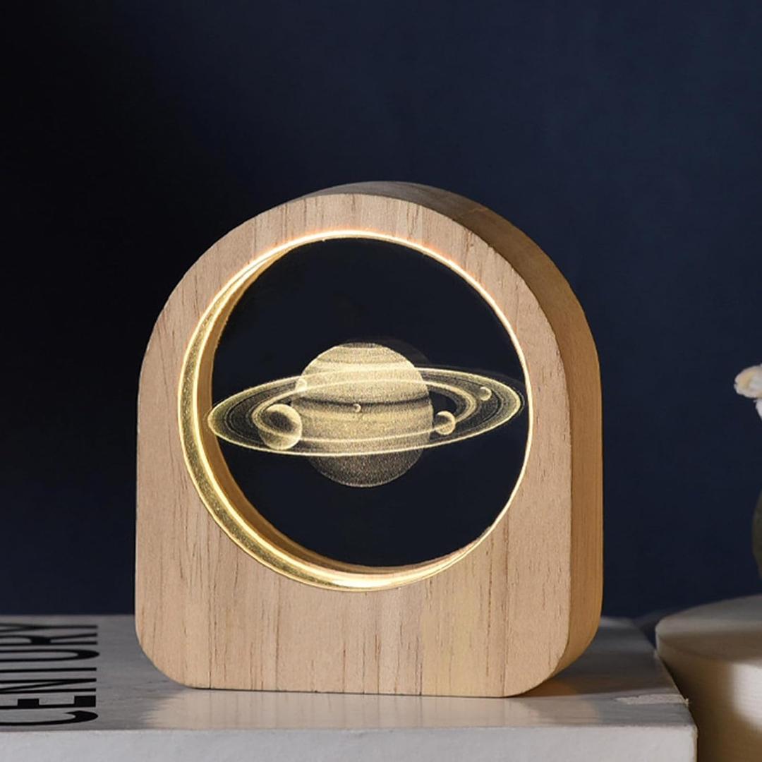2 x Saturn Crystal Ball Creative Quartz Glass Ball Decorative Crystal, Paperweight Display Engraved Ornament Sculpture Home Crafts Decor Present for Women Friends