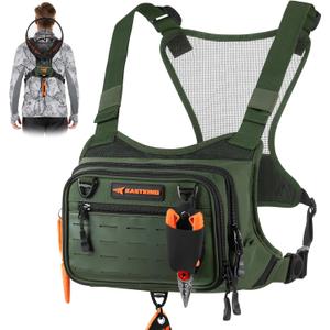 KastKing Bait Boss Water-Resistant Fishing Chest Pack With EVA Zip-Down Workstation, MOLLE Storage, Adjustable Chest Straps