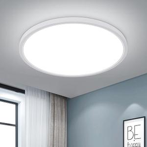 DELIPOP Flush Mount Ceiling Light, 12 Inch 24W Ultra Thin Square LED Ceiling Light, 6500K Cool White Low Profile Light Fixture for Living Room Bedroom Bathroom Kitchen Dining Room Corridor (White)