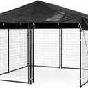 Outdoor Dog Kennel Cover 10x10 FT  600D Heavy Duty Waterproof & UV-Resistant Roof Cover for Dog Kennels, Outdoor Pet Shade Canopy, Durable Replacement Top for 10' x 10' Kennel  Black (Cover Only)