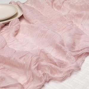 Le courant 10Ft Cheesecloth Table Runner, Rustic Boho Gauze Cheese Cloth Runner Table Runner for Weddings Bridal Baby Shower Birthday Holiday Parties Home Decor, Dusty Pink