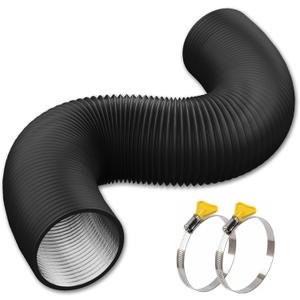 Reinforced Dryer Vent Hose 4 inch 8 FT with 2 Key Hose Clamps, Heavy Duty Flexible Duct Hose for Laundry, Grow Tent, Bathroom Exhaust Fan