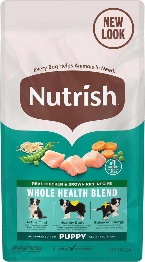 Nutrish Puppy Dry Dog Food, Chicken & Brown Rice, 6 lb. Bag (Rachael Ray) (EXP 01/18/27)