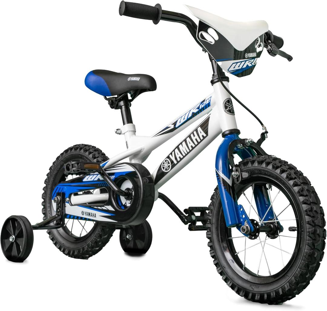 Yamaha BMX Motobike for Kids  12 & 16 Inch | Coaster Brake, Detachable Training Wheels | Adjustable Seat | Safe Pedal-Powered Bicycle for Boys & Girls (12 inch, Yamaha BMX White)