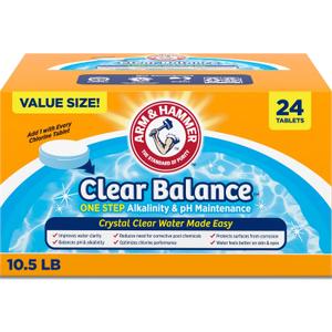 ARM & Hammer Clear Balance, One Step Alkalinity & pH Maintenance Tablets for Swimming Pools & Spa, Long-Lasting Water Balancer, 24 Count