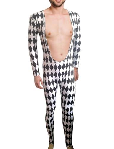 My Party Shirt Black And White Harlequin Leotard Adult Costume (Multicolored, Mens M)