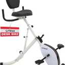 FitDesk Height Adjustable Exercise Desk Bike with Digital Performance Monitor, 8 Resistance Levels, Foldable Frame, Supportive Seat with Backrest, Supports Up to 242 lbs for Home & Office, White