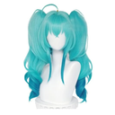Little Devil Cosplay Wigs Double Ponytail Hair 57cm Long Blue Gradient Curly Cosplay Wig Synthetic Hair Wig for Halloween,