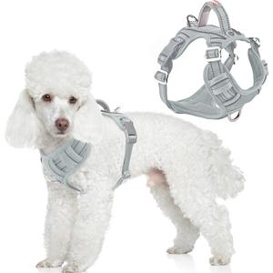 BARKBAY Dog Harness No Pull with ID Tag Pocket - Heavy Duty, Reflective, Easy Control for Large Dogs(Grey,Small)