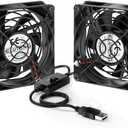 ELUTENG Dual USB Fan 80mm, 3 Speed Adjustable USB Ventilator with 2750RPM 5V Fan for Computer/Laptop/Router/TV Cabinet/DVR/Xbox/Game Console Cooling