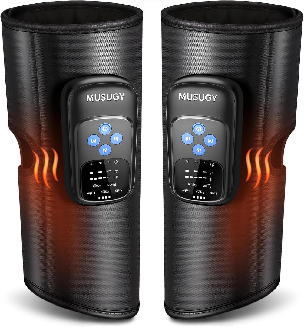 Cordless Calf Massager with Heat and Compression : Rechargeable Leg Compression Massager with 5 Modes, 5 Intensities for Pain Relief and Circulation - Calf Massage Device for Muscle Recovery
