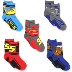 Disney Cars Boys Toddler Multi Pack Socks Set (X-Small, Grey/Multi Crew)
