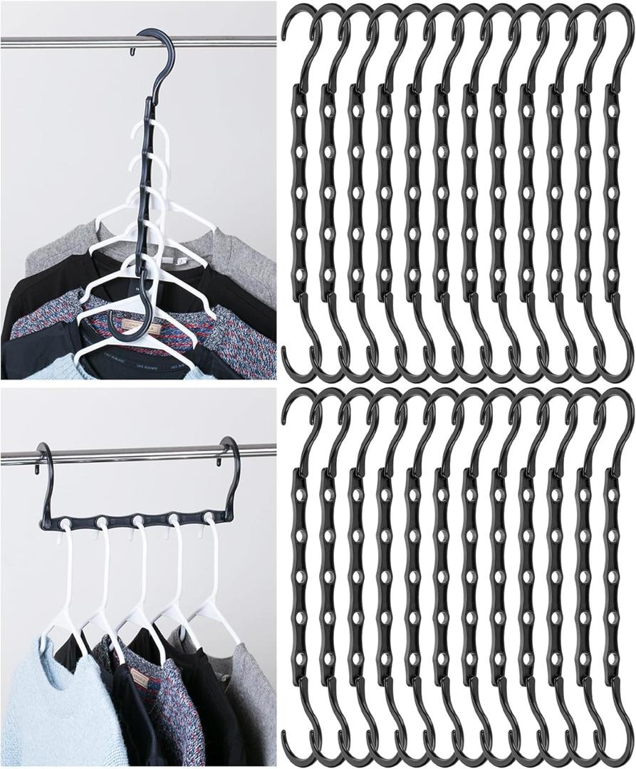 Mr. Pen- Space Saving Hangers for Clothes, 24 pcs, Black, Bulk Plastic Multi Clothes Hangers Space Saving, 5 Slots, 360 Rotating Hooks