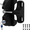 Key Lockable 2 Sided Gate Latch Key,Self Locking Gate Latch Gate Fence Lock for Outdoor Gates,Locking Gate Door Lock Fence Latch Gate Hardware for Metal,Wood,Vinyl Fence (1, Black)