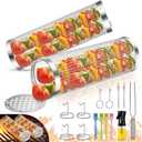 Grill Baskets for Outdoor Grill- 2 PCS, Rolling Grilling Basket, Stainless Steel BBQ Grill Mesh Grilling Accessories for Fish, Shrimp, Meat, Veggies, Fries, Grilling Gift for Men Dad Husband