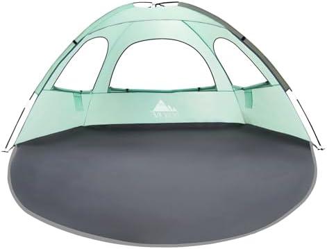 NXONE Beach Tent Sun Shade Shelter for 3/4/6 Person Person with UV Protection, Extended Floor, 3 Mesh Roll Up Windows & 8.0/8.5mm Fiberglass Rods丨Carry Bag Included 