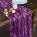 Horbaunal 4 Pack Purple Gold Gauze Table Runners 10 FT, Sheer Chiffon Tulle Cheesecloth Runner with Golden Glitter Metallic Foil, Purple Table Runner for Wedding Birthday Baby Shower Party Decorations, 28" W x 120" L