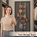 zacurter Over the Door Purse Organizer for Closet, Adjustable Metal Purse Bag Hanger Storage Rack for Door or Wall, Purses Bag Holder with Hook For Handbag,Tote