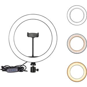 Ring Light OEBLD Dimmable with 3 Light Modes & 10 Brightness Level LED Ring Fill Lights for Phone Live Stream Makeup YouTube Shooting (C(10''Ring Light with Clip))