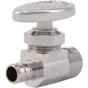 SharkBite 1/2 Inch MPT Crimp Multi-Turn Straight Stop, Brass Plumbing Fitting, PEX Pipe, PE-RT, 23061LF