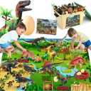 FRUSE Jurassic Dinosaur Toys Figures,12 PCS Realistic Large Dinosaur Figurines with Jumbo Play Mat & Information Dino Book,Educational Dino Figure Playset Cake Topper Decoration for Kids