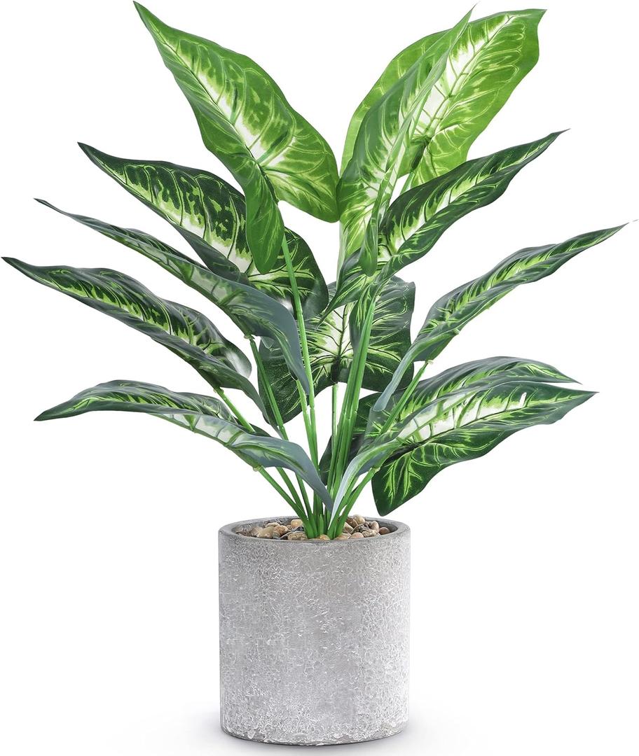 16" Small Fake Plants Artificial Tropical Faux Plants Indoor Desk Plant for Home Office Kitchen Shelf Sage Green Decor
