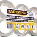 Tape King Heavy Duty Clear Packing Tape, 60 Yards/Roll, 6 Rolls - for Packing, Shipping and Moving (6 Rolls / 3.2Mil Thick)