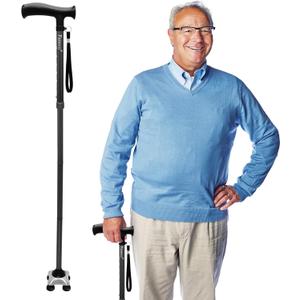 Walking Cane for Men & Women - Walking Stick for Seniors with Autonomous Standing Base - Foldable, Adjustable, Collapsible Canes with Freely Rotating Base and Soft TPR-Coated Handle