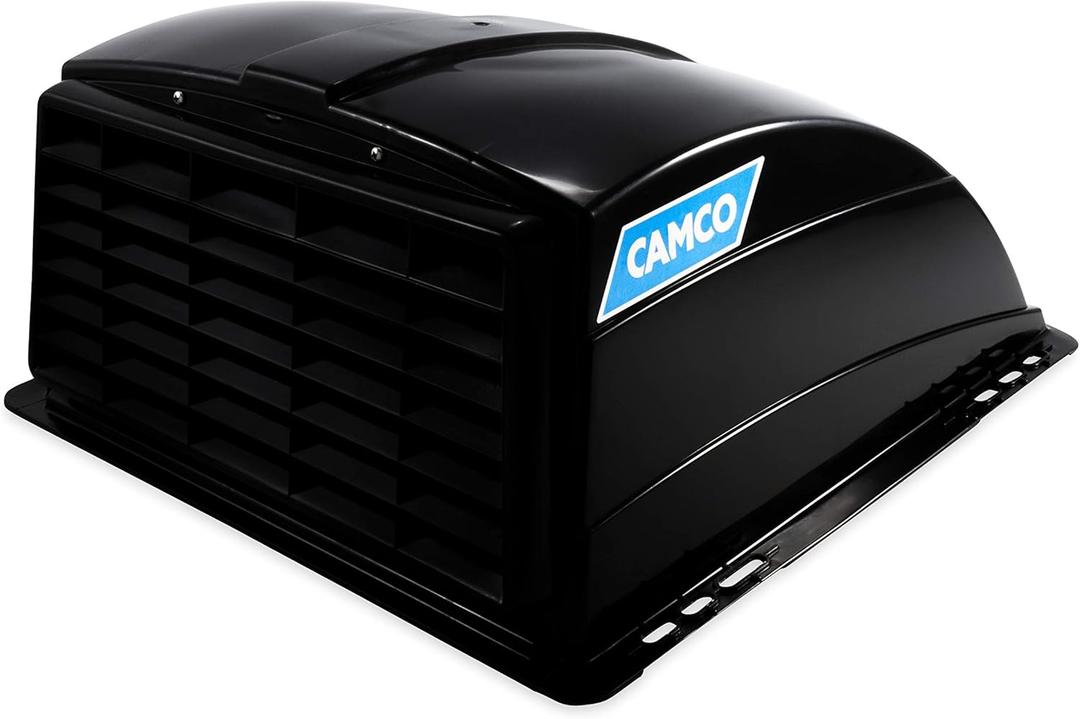 Camco Standard Roof Vent Cover, Opens for Easy Cleaning, Aerodynamic Design, Easily Mounts to RV with Included Hardware-Black (21015)