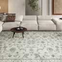 Wonnitar Beige 8x10 Rugs for Living Room Floral Rug, Low Pile Vintage Boho Large Rug, Non Slip Stain Resistant Rugs for Bedroom Dining Room Home Office Department (Beige, 8x10)