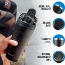 Ice Shaker Insulated Stainless Steel Shaker Bottle | 26oz, Black | Cold for 30+ Hours | Insulated Cup with Twist-on Agitator | Odor-Free Bottle for Protein Shakes, Water, Smoothies, Cocktails