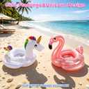2 Pack Inflatable Unicorn Flamingo Pool Floats for Kids, Toddler Pool Float Fun Swimming Toys Party Decorations Pool Float for Kids Boys Girls,Summer Beach Water Toys