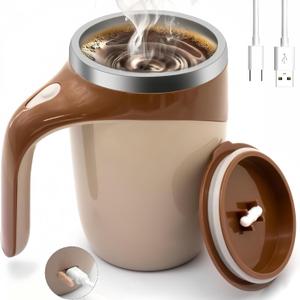 Jieclem Rechargeable Self-Stirring Coffee Mug, 2025 Upgrade, Automatic Magnetic Stirring, Stainless Steel, Portable, with Lid (Coffee)