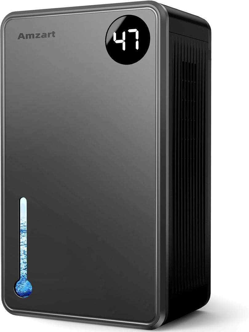 Dehumidifier(1000 sq.ft), 120 OZ Dehumidifiers for Home, Auto Shut Off Dehumidifier for Basement Bathroom Bedroom, Dehumidifiers with Humidity Display, Timer Setting, Drain Hose (Black)