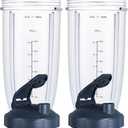 Upgrade Blender Cups Fit for Nutribullet 600w/900w, Replacement Parts 32oz Cups with Flip-Top To-Go-Lids, Blender Accessories (2 Pack)