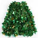 2 x 33 Ft Green St. Patrick's Day Tinsel Garland with Good Luck Green Golden Shamrock Clover for Party Decoration Supply