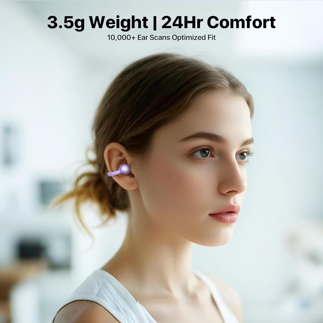 10 x Merryking AI Translator Earbuds, Real Time 3-in-1 Translation Earbuds 144 Languages & Accents，Open-Ear Clip-On Design for Travel, Business & Multilingual Conversations, (Purple)